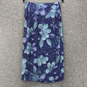 Maxi Skirt 8P Blue with Light Floral Lightweight Flowy Silk‎ 90s Y2K  Fairy